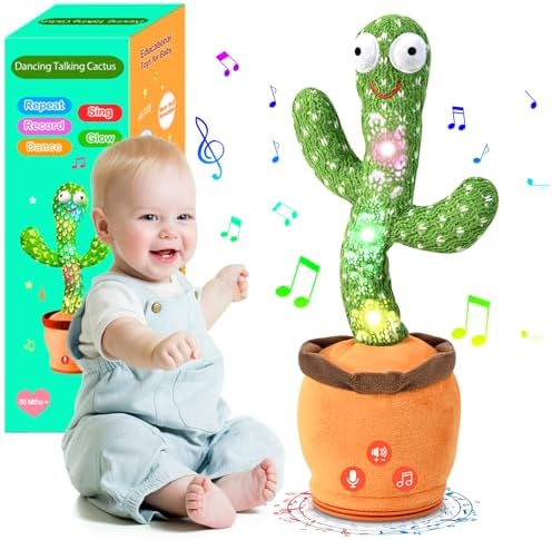 Dancing Talking Cactus Toy for Baby Toddler, Boys Girls Gifts Singing Mimicking Cactus Toy Recording Repeating What You Say Cactus Baby Toy with 120 English Songs (Talking Cactus-Adjustable Volume)