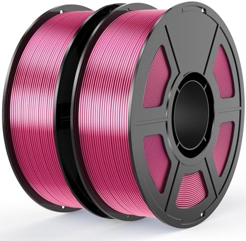 Rose Red Silk PLA Filament Bundle 1.75mm 3D Printer Filament, 2kg Spool (4.4lbs), Dimensional Accuracy +/- 0.03 mm, Fit Most FDM 3D Printer (Silk Rose Red 2-Pack)