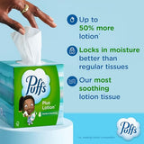 Puffs Plus Lotion Facial Tissues, 8 Family Boxes, 124 Facial Tissues per Box, Allergies and Colds