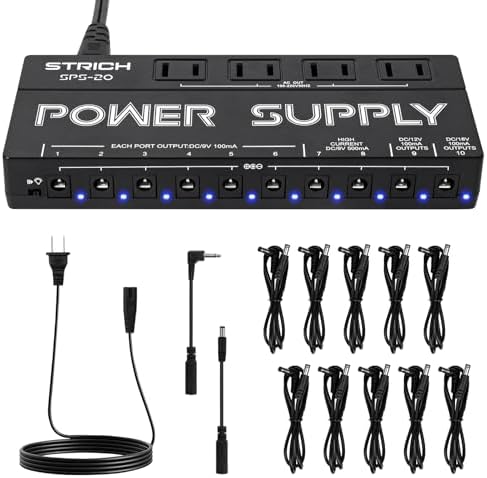 STRICH SPS-20 Guitar Power Supply 10 Isolated DC Output for 9V/12V/18V Effect Pedal