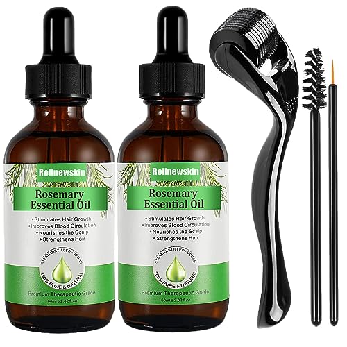 2Pack Rosemary Essential Oil - Rosemary Hair Growth Oil that promotes hair growth, nourishes beards, moisturizes eyelashes and cares for skin