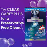 Clear Care Plus Cleaning Solution with Lens Case, Twin Pack, Multi, 12 Oz, Pack of 2, Packaging may vary