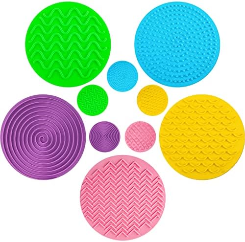 Lenwen 10 Pcs Sensory Discs Mat Sensory Stepping Circles Pads Textured Tactile Toys Stimulation for Calming Play and Early Learning Kids Matching Game Disorder Autistic Children ADHD(Candy Color)