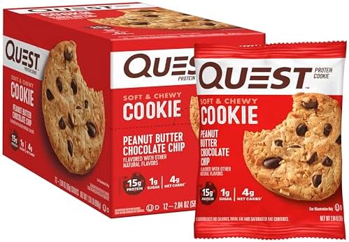Quest Nutrition Peanut Butter Chocolate Chip High Protein Cookie, Keto Friendly, Low Carb, 24.5 Oz, 12 count (Pack of 1)