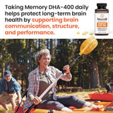 NeuroQ Memory DHA-400 - Omega-3 Fish Oil Supplement - Mental Performance & Balance - Supports Neuro Brain Health - Protects Against Memory Loss & Improves Focus - 120 Softgels
