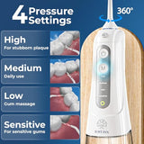 Water Flosser for Teeth Cordless Pick, 4 Modes, Upgraded Model: Gentle on Gums, Removes Plaque & Food Particles, B. WEISS High-Power, Rechargeable & Waterproof Oral Irrigator; 6 Replacement Tips