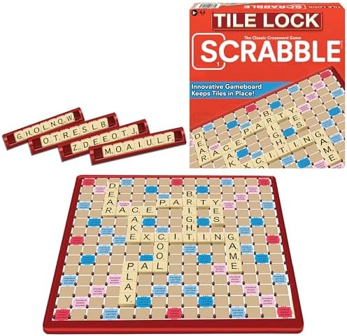 Tile Lock Scrabble by Winning Moves Games USA, Innovative Gameboard "Locks" Tiles In Place, for 2 to 4 Players, Ages 8 and Up