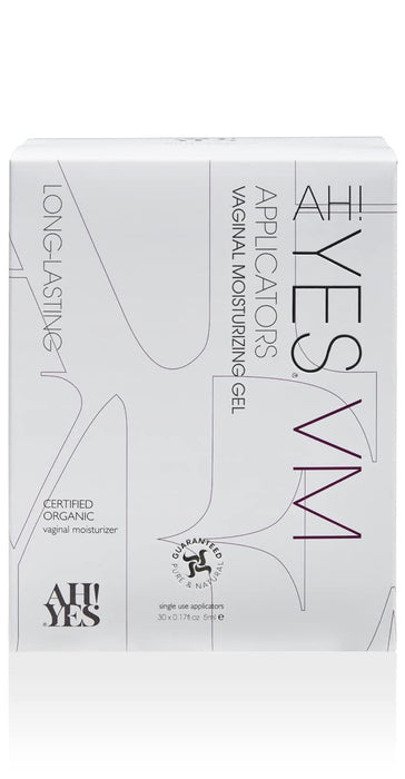 AH! YES® VM Water Based Vaginal Moisturizer | Long Lasting & Fast Acting for Vaginal Dryness & Irritation | pH Matched | Estrogen Free | Certified Organic & Natural (30 x 0.17 fl oz Applicators)