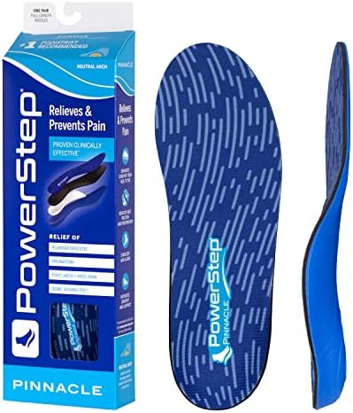 PowerStep Pinnacle Insoles - Orthotics for Plantar Fasciitis Relief - Full Length Orthotic Insoles for Arch Support with Moderate Pronation - #1 Podiatrist Recommended (M 4-4.5 W 6-6.5)