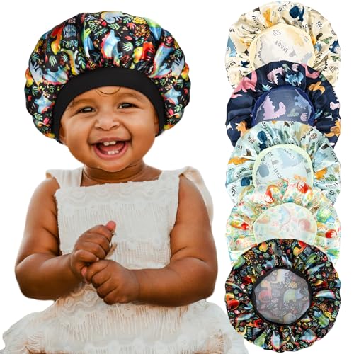5 Pcs Kids Bonnet for Girls Silk Bonnet Sleeping Kid Baby Hair Bonnet Toddler Bonnet Wide Band Night Sleep Caps Colorful Night Hats Natural Hair