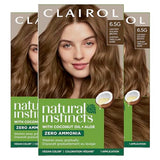 Clairol Natural Instincts Demi-Permanent Hair Dye, 6.5G Lightest Golden Brown Hair Color, Pack of 3