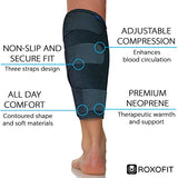 ROXOFIT Calf Brace for Torn Calf Muscle and Shin Splint Pain Relief - Calf Compression Sleeve for Strain, Tear, Lower Leg Injury - Neoprene Runners Tibia Splints Wrap for Men and Women