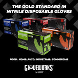 GLOVEWORKS Black Disposable Nitrile Industrial Gloves, 5 Mil, Latex & Powder-Free, Food-Safe, Textured, X-Large, 4 Boxes of 100