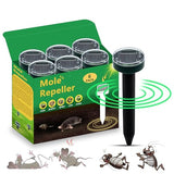 6pk Mole Upgrade Solar Repellent Outdoor for Lawns Gopher Repellent Ultrasonic Powered Mole Repellent Deterrent Snake Repeller Mole Repellent Lawns Yard Garden