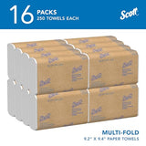 Scott® Multifold Paper Towels (01840), with Absorbency Pockets™, 9.2" x 9.4" sheets, White, Compact Case for Easy Storage, (250 Sheets/Pack, 16 Packs/Case, 4,000 Sheets/Case)