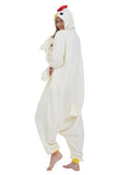 DELEY Unisex One Piece Animal Adult White Chicken Onesie, Animal Pajamas Halloween Cosplay Costume for Women and Mens Sleepwear