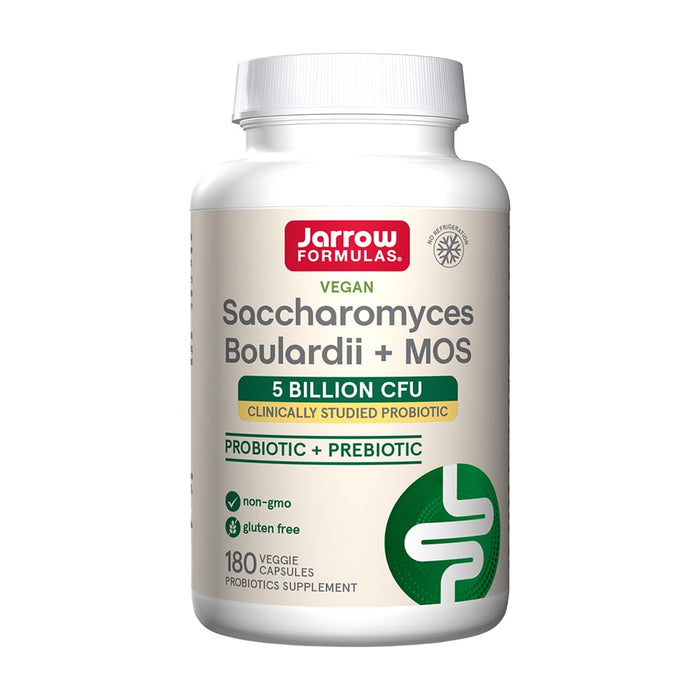 Jarrow Formulas Saccharomyces Boulardii Probiotics + MOS 5 Billion CFU Probiotic Yeast for Intestinal Health Support, Gut Health Supplements for Women and Men, 180 Veggie Capsules, 180 Day Supply