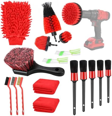 Car Detailing Kit, 18Pcs Reliable Car Cleaning Kit Includes Various of Soft-bristled Car Detailing Brushes for Cleaning Interior, Exterior, Wheels, Dashboard