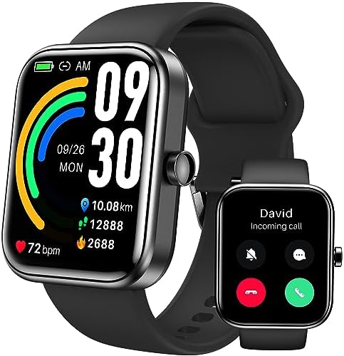 TOZO S3 Smart Watch for Men Women for iPhone ＆ Android, 1.83" Fitness Tracker Bluetooth Call [Answer/Make], IP68 Waterproof with Heart Rate/SpO2/Sleep Monitor, 100+ Sport Modes Black