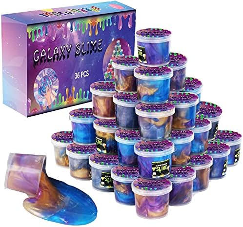 36 Packs Galaxy Putty Slime, Party Favor for Kids Girls & Boys, Adults, Non Sticky, Stress & Anxiety Relief, Wet, Super Soft Sludge Toy,Easter Basket Stuffers