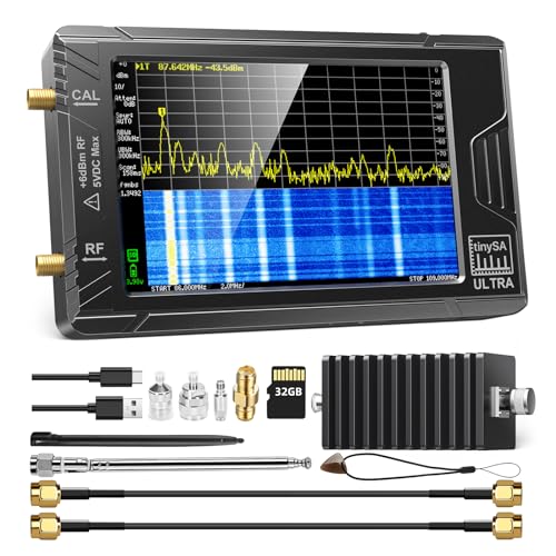 Elikliv TinySA Ultra Spectrum Analyzer with 25W Attenuator - 4.0 Inch 100kHz to 5.3GHz Handheld Tiny Frequency Analyzer, 2-in-1 Signal Generator 100kHz to 800MHz MF/HF/VHF UHF Input, V0.4.5.1