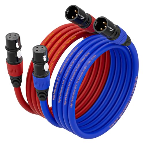 XLR Cables, XLR Male to Female 6ft, Gold-Plated 3 Pins Microphone Cable - 2Pack