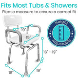 Vive Swivel Shower Chair for Seniors, Elderly, Disabled - Narrow Handicap Tub Bench for Inside Shower - with Arms & Back, Height Adjustable - 360° Rotating Bathtub Seat for Easy Mobility
