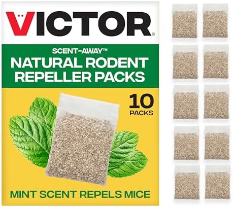 Victor Scent-Away Mouse Repellent Pouches with Peppermint Oil - Natural Rodent Repeller for Indoor and Outdoor Use, 10 Pack M805B-2SR