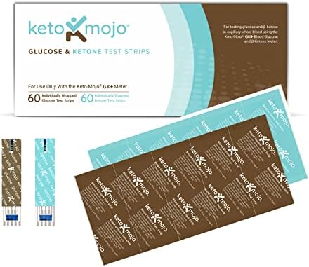 KETO-MOJO Test Strip Combo Pack for Use ONLY with The New GK+ Meter | 60 Blood Glucose + 60 Blood Ketone (120ct)