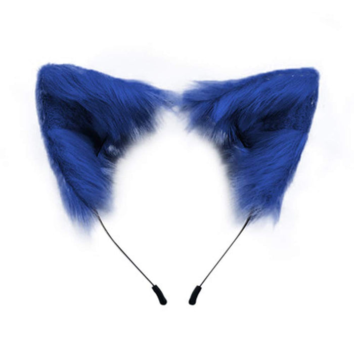 SMILETERNITY Handmade Fox Wolf Cat Ears Headwear Costume Accessories for Halloween Christmas Cosplay Party (Blue)