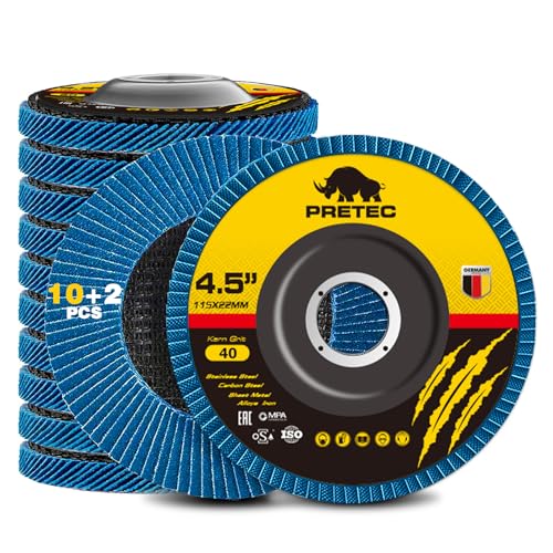 Flap Discs 4 1/2 for Angle Grinder, 12 Pcs Flap Discs 40 Grit, 4.5" x 7/8" High Density Zirconia Type 27 Flap Sanding Disc for Grinding, Rust Removal, Sanding and Finishing - 12 Packs