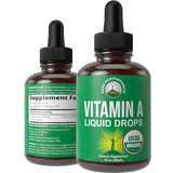 USDA Organic Vitamin A Liquid Drops Supplement. Vegan High Bioavailability For Eye, Skin, and Bone Health. For Adults, Men, Women, Kids. Organic Vit A Oil Retinyl Palmitate. Gluten Free, Zero Sugar