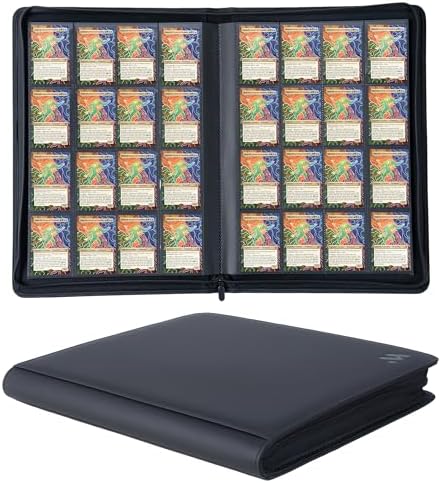 Premium 1000+ Pockets Card Binder,16 Pockets Trading Card Binder Ringless Side Loading Trading Card Album Folder for TCG -Black