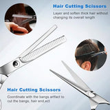 Hair Cutting Scissors Set 6 inches, Sapphire Professional Stainless Steel Reinforced Barber/Salon Shears for Hairdressing, Thinning, With Flat Shears, Teeth Shear, Comb,Salon Cape,Hair Clip