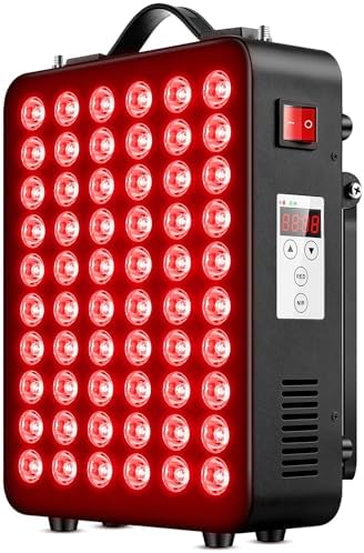 Red Light Therapy for Body, 660nm 850nm Near Infrared Light Therapy Panel, 60 Dual Chip LED Device with 300W of Power, Ideal for Body, Face, Improve Sleep, Skin Health, Includes Hanging Kit & Handle