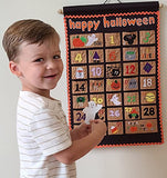 Happy Halloween Advent Countdown Calendar Decoration for Kids and Family by My Growing Season | Wall Hanging Fabric Decor with Detachable Friendly Ghost Finger Puppet