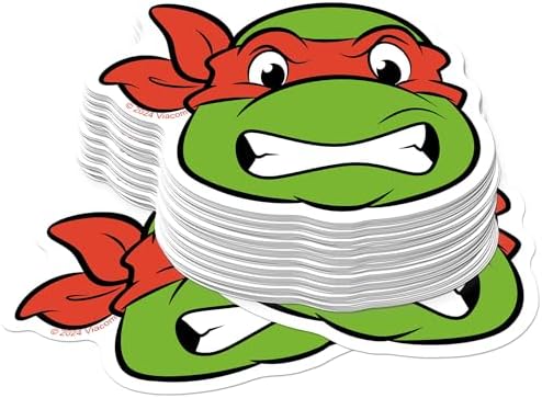 TMNT Raphael Headshot 50ct Vinyl Large Deluxe Sticker Pack Stacked – Stickers for Laptops, Water Bottles, Scrapbooking, Skateboards, Indoor/Outdoor – Officially Licensed