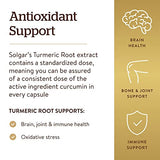 Solgar Standardized Turmeric Root Extract 400 mg, 60 Vegetable Capsules - Antioxidant Support for Brain, Joint, & Immune Health - Non-GMO, Vegan, Gluten Free, Dairy Free, Kosher - 60 Servings