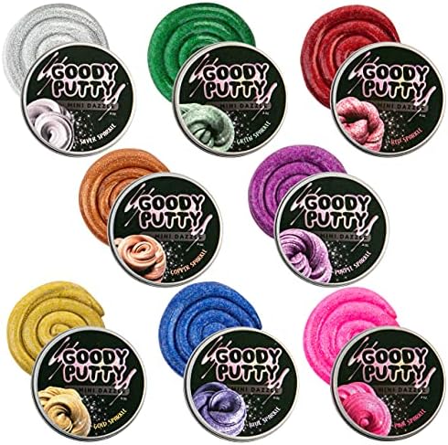 Dazzle Putty Toy Goody Putty Mini Tins 8 Pack of Sensory Glitter Putty Fidget Toy for Boys and Girls