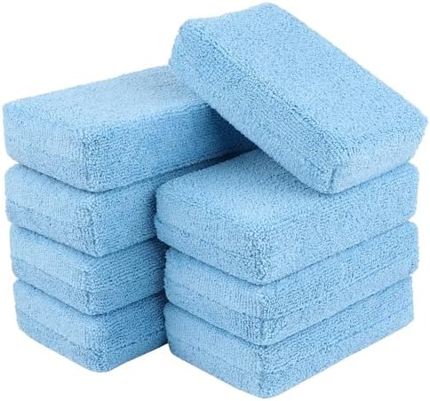 AIDEA Microfiber Applicator Pads-8Pack, Car Wash Sponge, Premium Microfiber Sponge and Cleaning Pads, Perfect for Effortless Wax, Sealant, and Conditioner Application - Blue