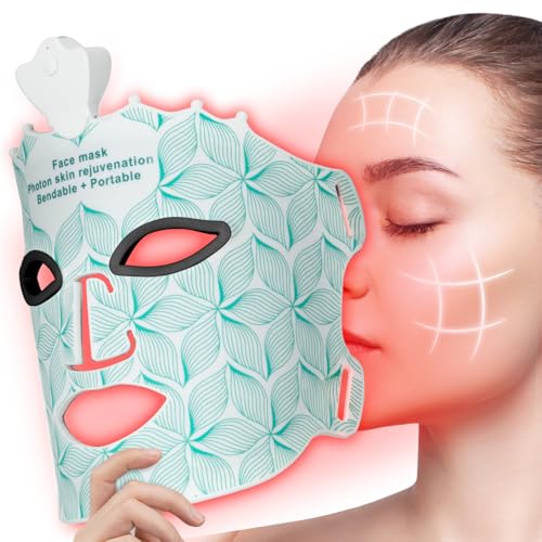 Red Light Mask for Face - 7 Colors Red Light Mask, Facial Skin Care at Home, Cordless, Ergonomic Design and Rechargeable for Home - Green