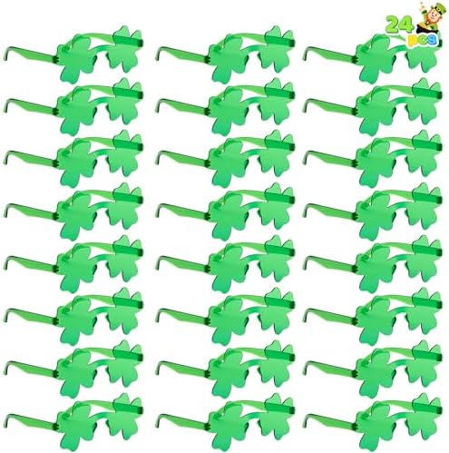 JOYIN 24 Pairs St. Patricks Day Shamrock Sunglasses, Shamrock Glasses Clover Eyewear, St Patrick Accessory Party Favor Supply