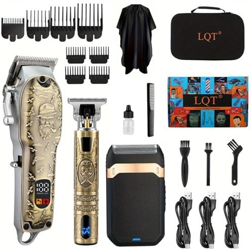 Hair Clippers Set for Men, Hair Clipper Trimmer with LED Display, Professional Cordless Hair Clipper Shaver Beard Trimmer, Hair Cutting Machine for Men, Holiday Gift for Him Father's Day Gift