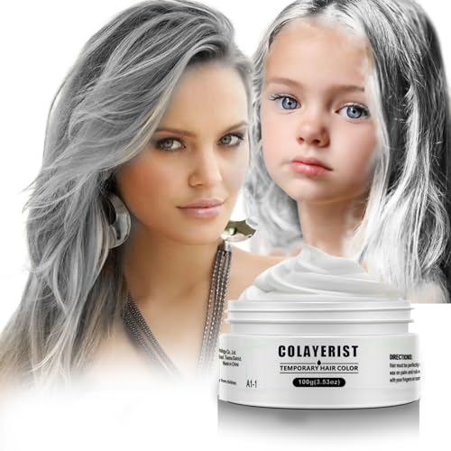 White Hair Color Wax, Temporary Washable Hair Color Dye for Kids, Temporary Dye Wax Natural Hairstyle Cream Hair Pomades for Women & Men Party Cosplay Halloween