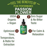 USDA Organic Passion Flower Extract Vegan Liquid Drops with High Bioavailability For Women and Men. Organic Passionflower Supplement With Zero Sugar and Gluten Free. For Calm, Relaxation Support.