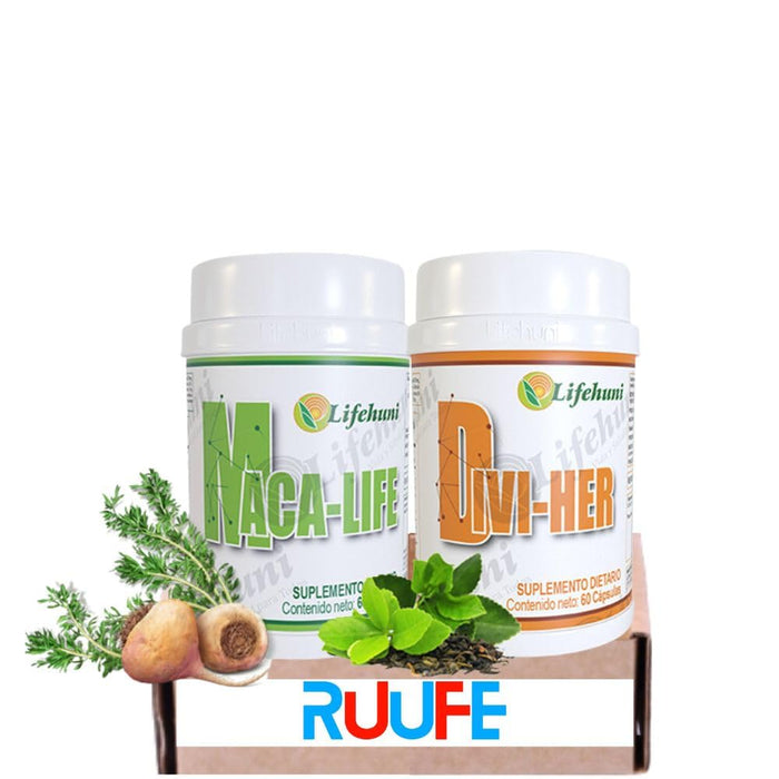 RUUFE divi her dietary and Maca Life (2 pack) divi her 60 supplement and Maca Life 60 by Life huni