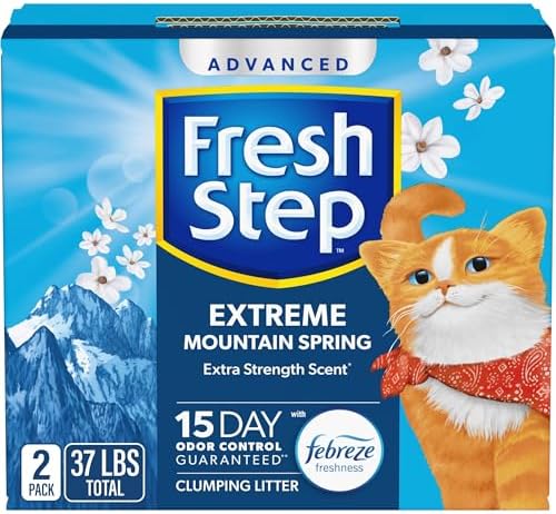 Fresh Step Clumping Cat Litter, Advanced, Extreme Mountain Spring Odor Control, Extra Large, 37 Pounds total (2 Pack of 18.5lb Boxes)