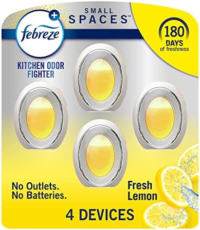Febreze Small Spaces Air Freshener, Odor-Fighting, Plug In Alternative, Air Fresheners for Home and Bathroom and Kitchen, Closet Air Fresheners, Kitchen Odor Fighter Scent, 4 Count