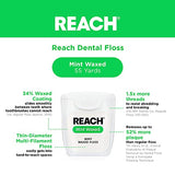 REACH Waxed Dental Floss 6 Pack Bundle, Mint, Plaque Remover, Shred Resistant, Extra Wide Cleaning, Gentle on Gums & Teeth, PFAS-Free, Oral Care, for Adults & Kids, 55yd