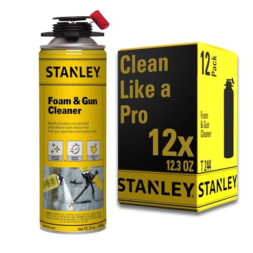 STANLEY Spray Foam Dispensing Gun Cleaner - Uncured Expanding Polyurethane Foam Dissolver - 12.3 oz, 12 Pack